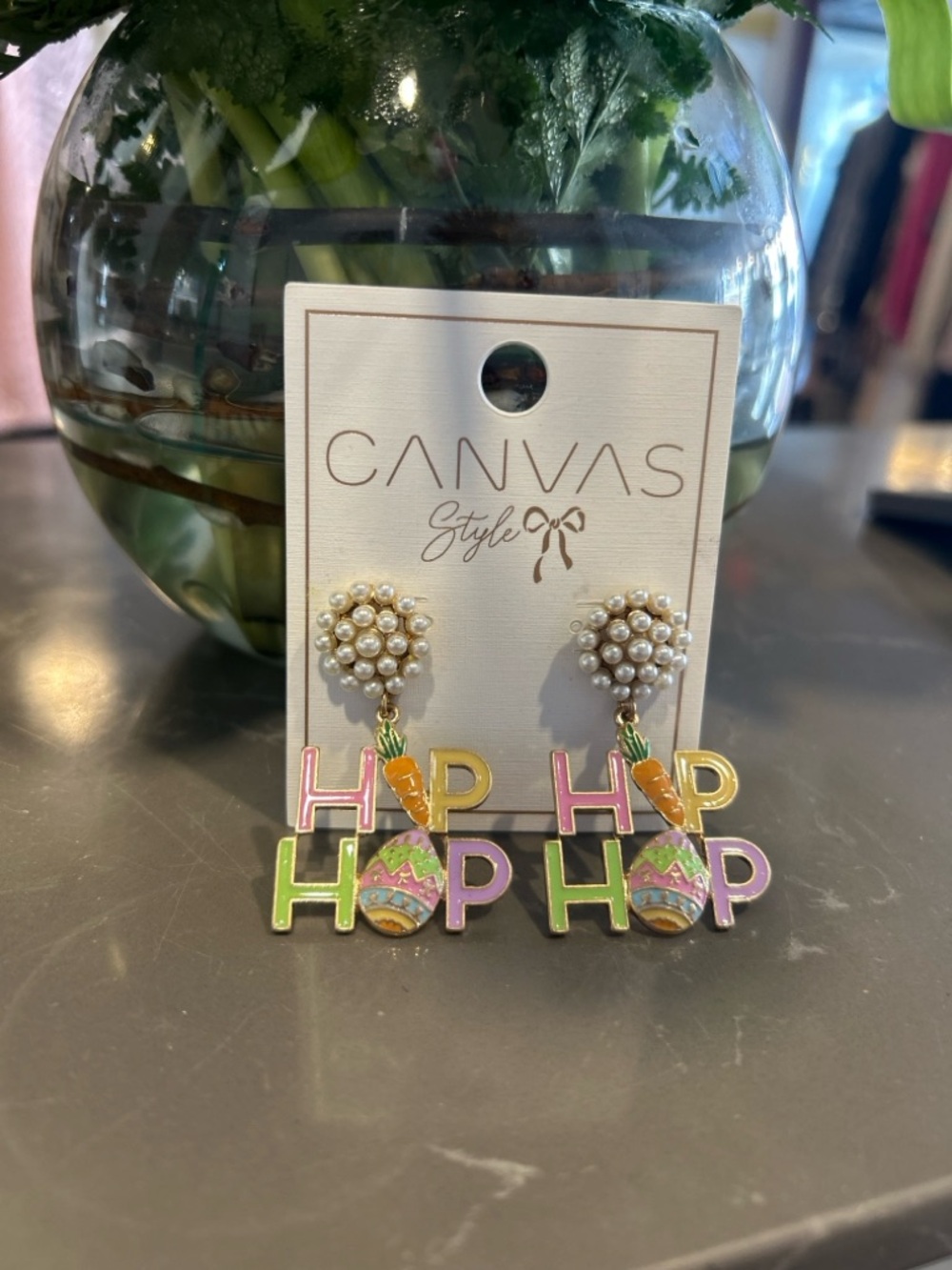 Canvas Style Enamel and Pearl Earrings